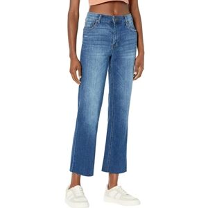 Kut From The Kloth Kelsey Fab AB High Rise Ankle Flare Raw Hem Jean Sz 2